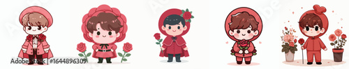 vector of a little boy in a rose costume