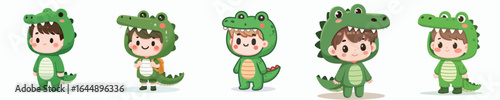 vector of a child in a crocodile costume