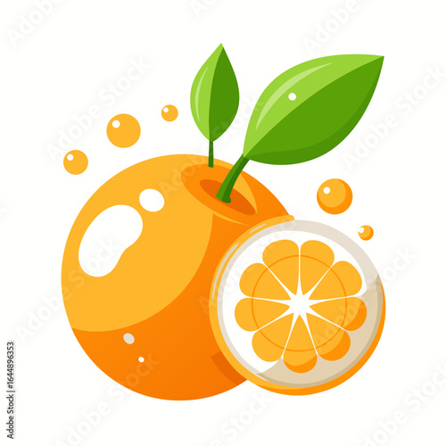 orange fruit with leaves