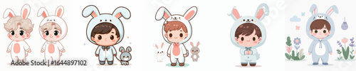vector of a child in a rabbit costume