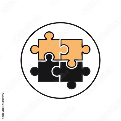 Puzzle pieces forming a circle on white on transparent background