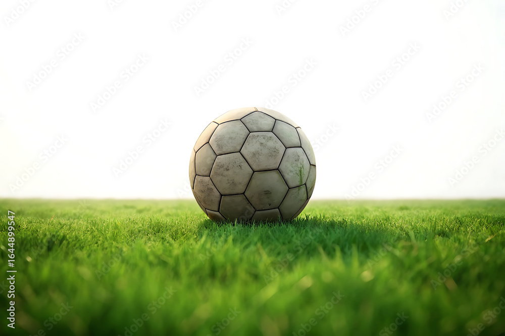 Fototapeta premium Soccer Ball on Green Grass Field