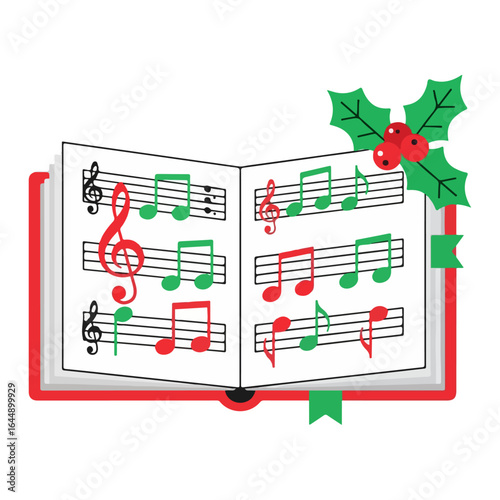 Christmas Caroler Songbook Vector Illustration
