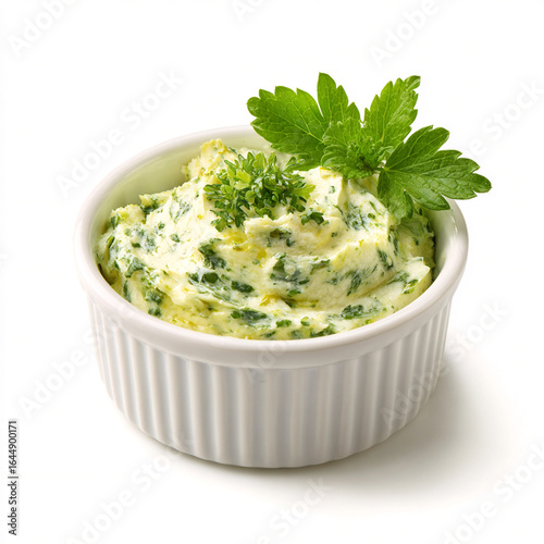 Spring herb butter in ramekin