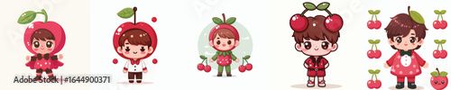vector of a little boy in a cherry costume