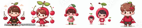 vector of a little boy in a cherry costume