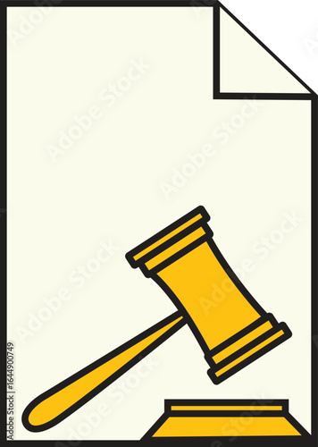 Judge Gavel and Legal Document Vector Illustration for Court, Law, Justice, and Legal Proceedings in Minimalist Design