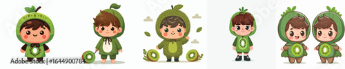 vector of a little boy in a kiwi costume