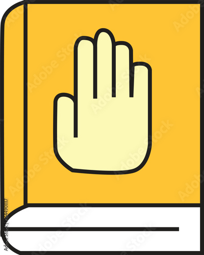 Oath Book Vector Icon with Hand Symbol for Legal Swearing, Court Testimony, and Official Promise Illustration Design