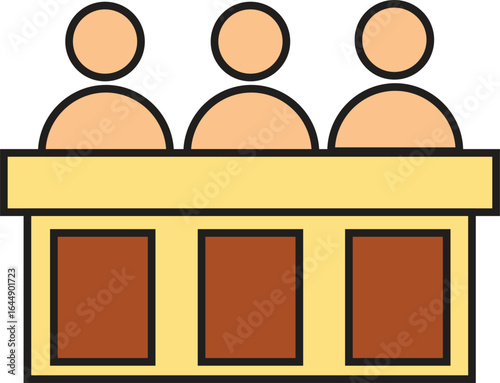 Flat Vector Illustration of Jury Panel in Courtroom – Legal Decision-Making Symbol for Law, Justice, and Trial Concepts