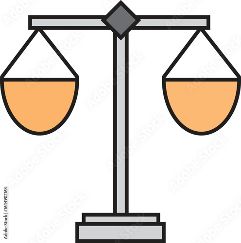 Flat Vector Illustration of Justice Scales – Legal Balance Symbol for Law, Fairness, Equality, and Court Representation Design