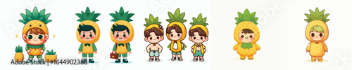 vector of a little boy in a pineapple costume