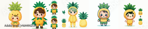 vector of a little boy in a pineapple costume