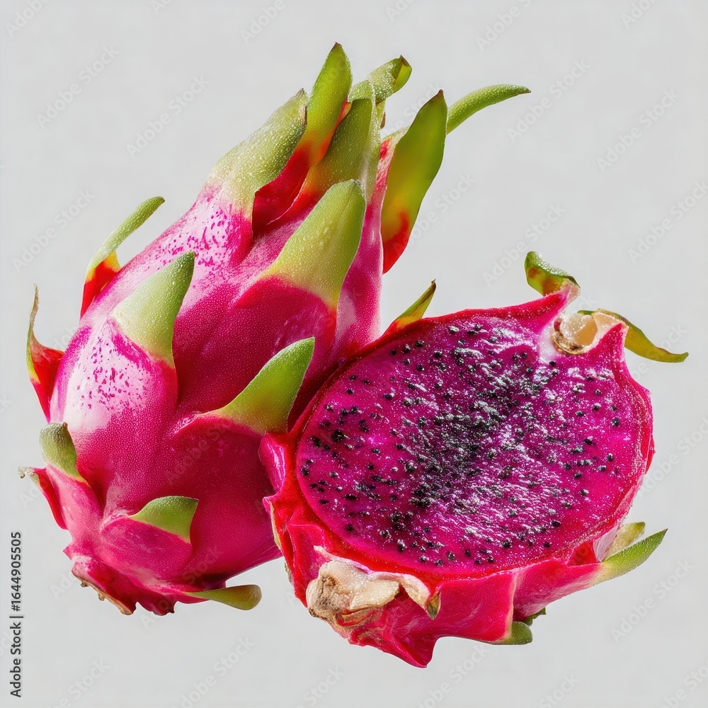 Fototapeta premium Isolated Dragonfruit on a transparent background vibrant colors and crisp detail