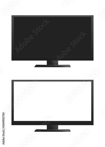 PC Monitor And Flat Screen TV, Realistic Vector Illustration stock illustration