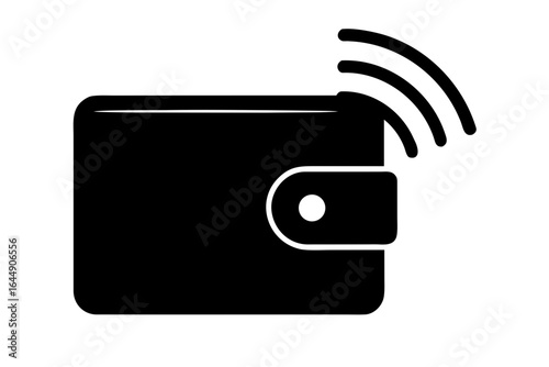 Digital wallet contactless payment financial transaction money silhouette vector illustration