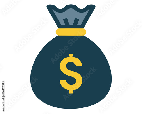 Money Bag Style Icon Financial Success & Investment Opportunities in Flat Design