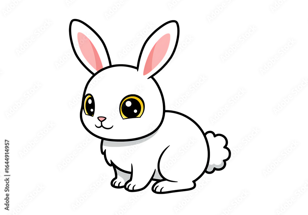 Fototapeta premium Cute Black Bunny Rabbit Illustration Pixel Art Design for Childrens Book Card or Website isolated on transparent background