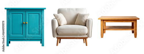 Collection of Stylish Furniture Pieces with Isolated Background