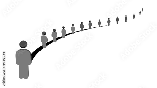 People in line concept illustration for queuing and crowd management showing a long waiting list system design