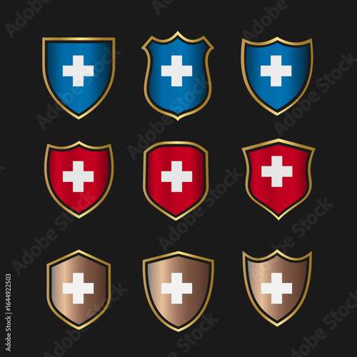 Health protection shield collection with a cross for healthcare services