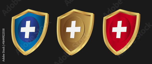 Health protection shield collection with a cross for healthcare services