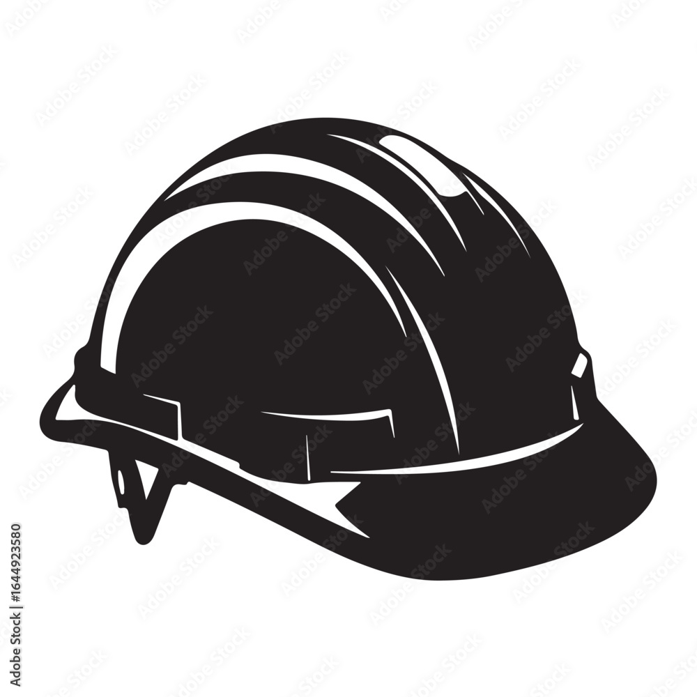 Fototapeta premium Glossy black hard hat on transparent background. Transparent background