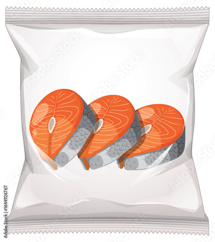 Salmon Fillet Slices in Transparent Vacuum Packaging