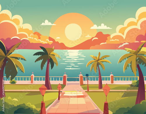 海と夕暮れの風景