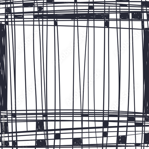 A mesh or structure with vertical strings or threads.