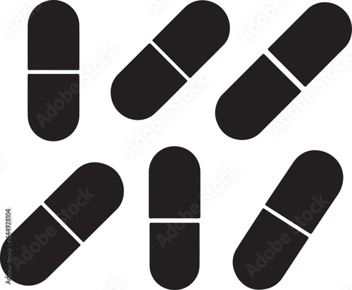 Black capsule shapes pill medicine