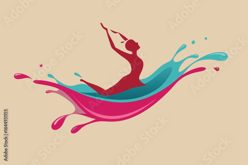 dynamic splash shaped like a dancer in mid air  .eps