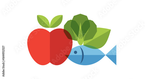 Healthy eating plan with apple, fish, and broccoli for vibrant wellness and balanced lifestyle