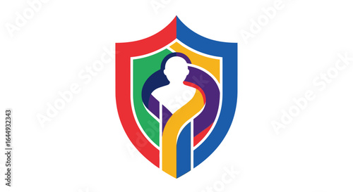 Create a vibrant, inclusive community with this modern human shield logo for your organization