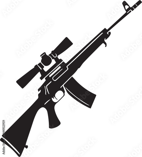 Modern Assault Rifle with a Sniper Scope for Combat and Tactical Use
