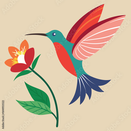 hummingbird drinking nectar from flower   (1).eps