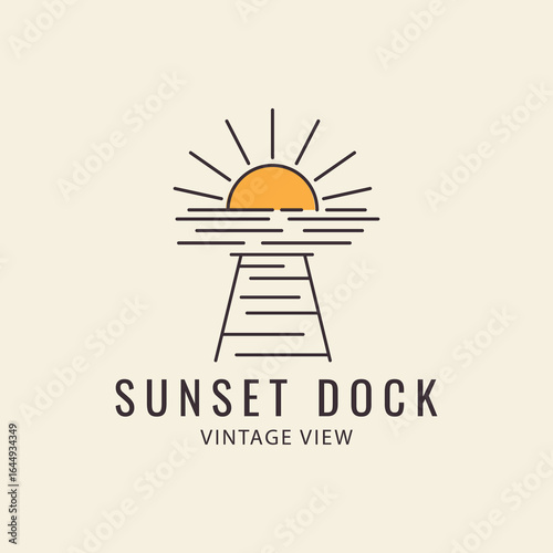 Wallpaper Mural logo simple wooden pier with sunset and sea views vector icon symbol modern illustration design Torontodigital.ca