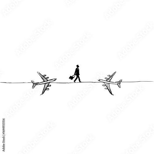 Airplane travel business trip journey businessman aviation flight transport aircraft passenger silhouette concept