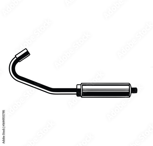 Motorcycle Exhaust Pipe Muffler Vector Illustration Black and White
