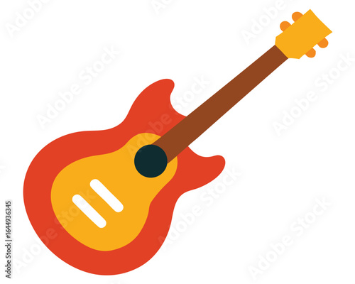 Illustrative guitar icon A musical instrument icon isolated on a clean white backdrop.