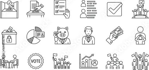 Electionvotingpoliticsgovernmentdemocracypoliticalprocesslineicons