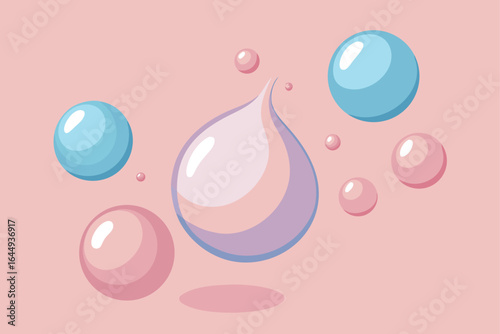 bubble like watercolor drops floating above a soft.eps