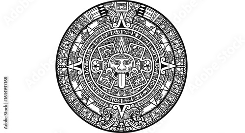 Aztec Sun Stone Calendar with Mayan Culture, and Mexico.