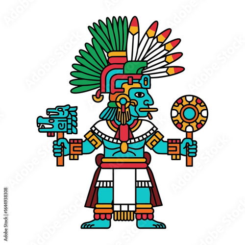 Mayan God Vector with Aztec Priest, and Ancient Mexico.