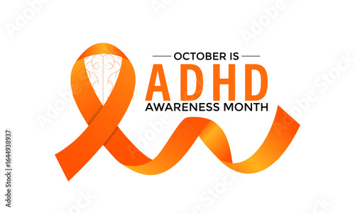 ADHD Awareness Month, observed every October, raises awareness about Attention-Deficit,Hyperactivity Disorder. A concept for healthcare and medicine. Banner poster, social media, flyer and background.