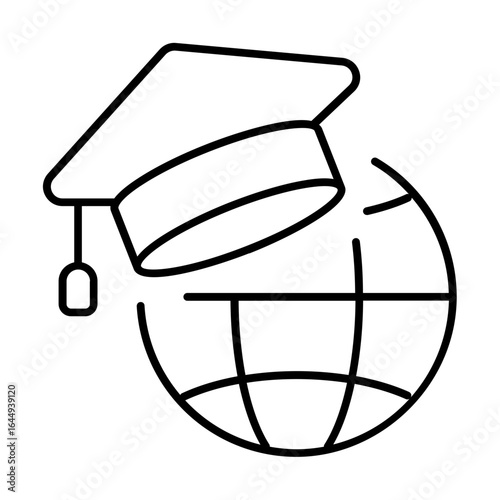global graduate icon with thin style