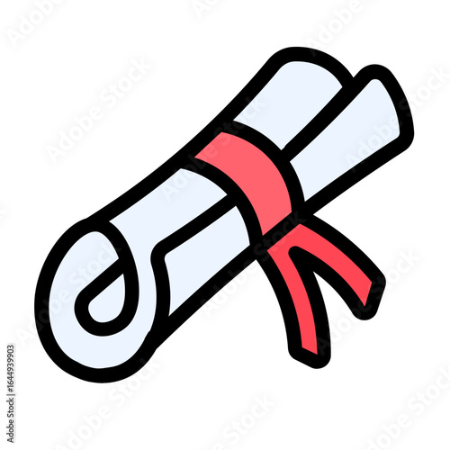 graduation certificate icon with flat line style