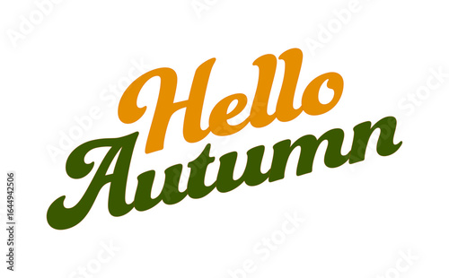 Hello Autumn - 秋の訪れを祝福する、Hello Autumn（ハロー・オータム）の文字の、シンプルなロゴタイプ（ベクター素材）
