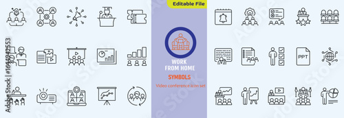 Video icon set. Containing camera, play, pause, media, online video, live, production, player, movie and cinema icons. Solid icon collection.