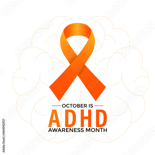 ADHD Awareness Month, observed every October, raises awareness about Attention-Deficit,Hyperactivity Disorder. A concept for healthcare and medicine. Banner poster, social media, flyer and background.